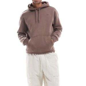 Hollister Mens Pullover Hoodie Relaxed Fit Coffee Quartz Brown Size XS *AS IS